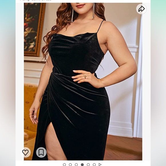 Women's Plus Size Satin Spaghetti Strap Cowl Neck Wrap Party Cami Dress - Picture 4 of 6